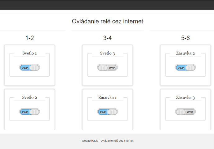 Ovládanie 6 relé cez NodeMCU Esp8266