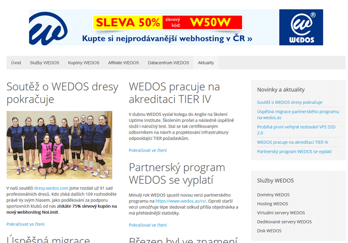  Trvalý PR článek na webu Wedos-akce.cz 