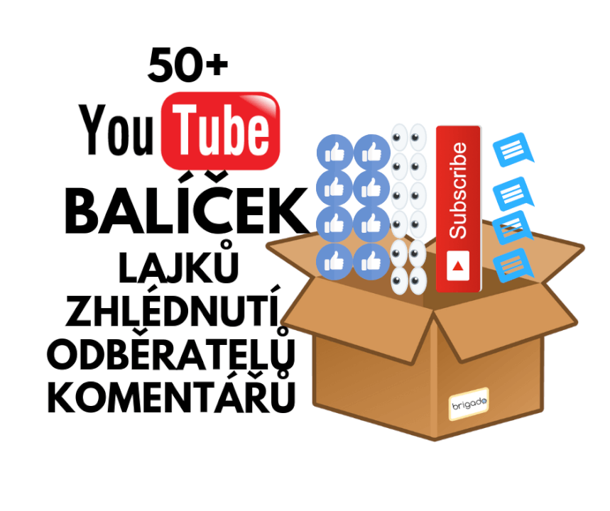 50 + Youtube Balíček (Odběr, Zhlédnutí, Like, komentáře)
