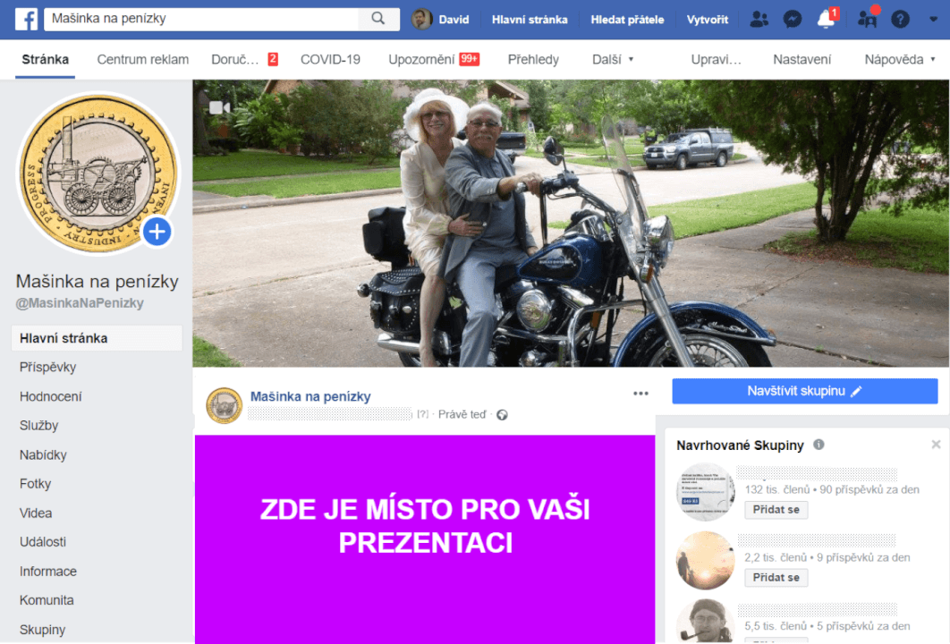 Připnutý příspěvek na FB stránku o podnikání