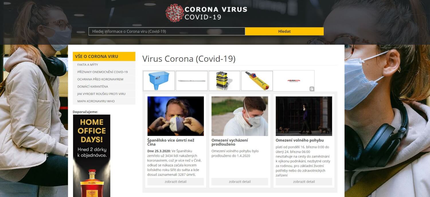 PR článek na Coronavirus-covid-19.cz + FB sdílení (70tis)