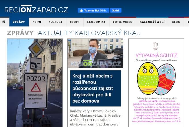 1x odkaz na webu REGIONZAPAD.CZ