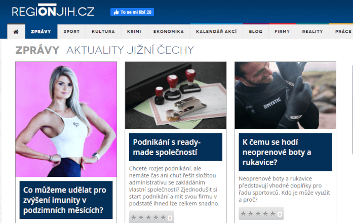 PR článek a vytvoření odkazu na webu REGIONJIH.CZ