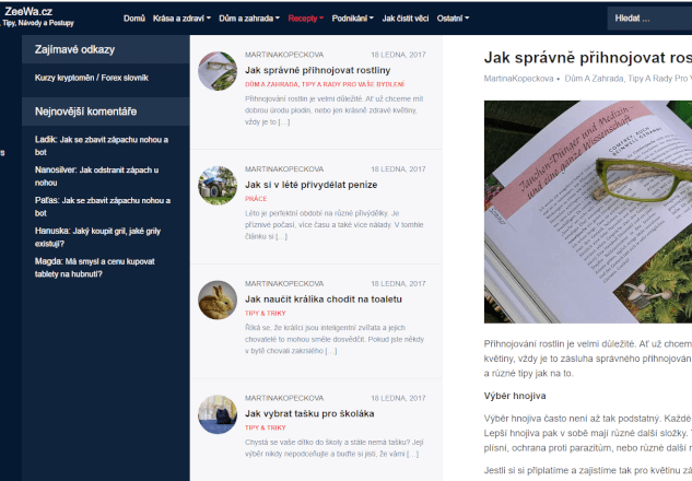 PR článek nastálo na webu ZeeWa.cz (Autorita 25 DA)