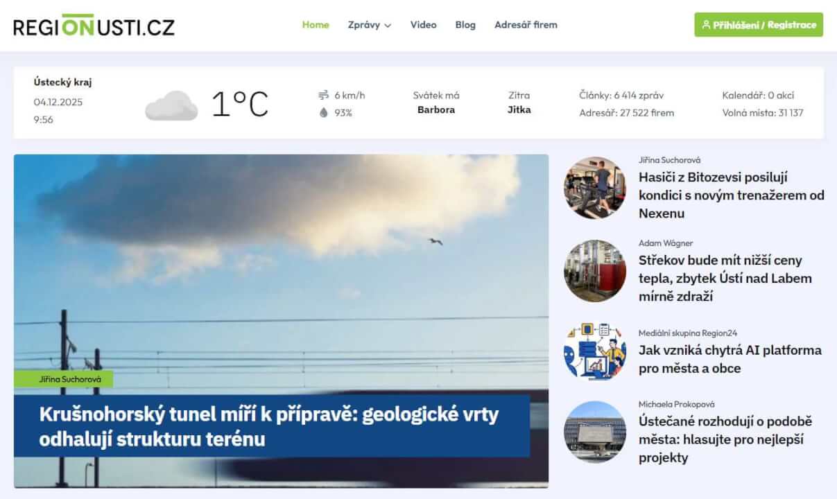 Zveřejnění PR článku na portálu REGIONUSTI.CZ