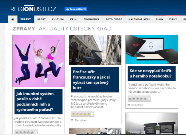 PR článek s odkazem na webu REGIONUSTI.CZ