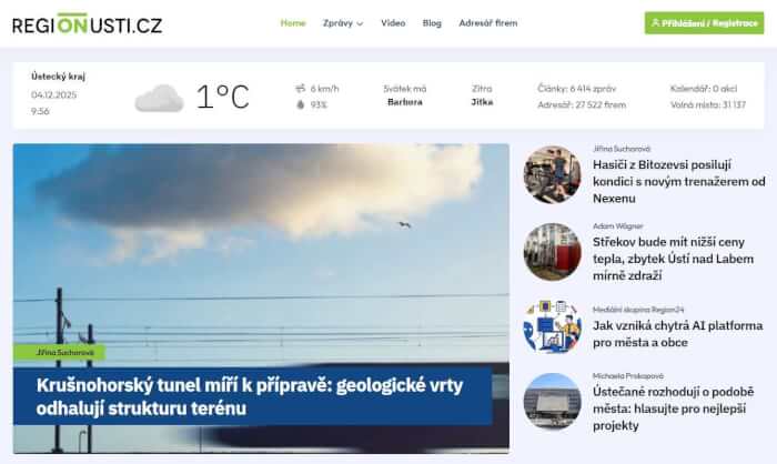 Zveřejnění PR článku na portálu REGIONUSTI.CZ