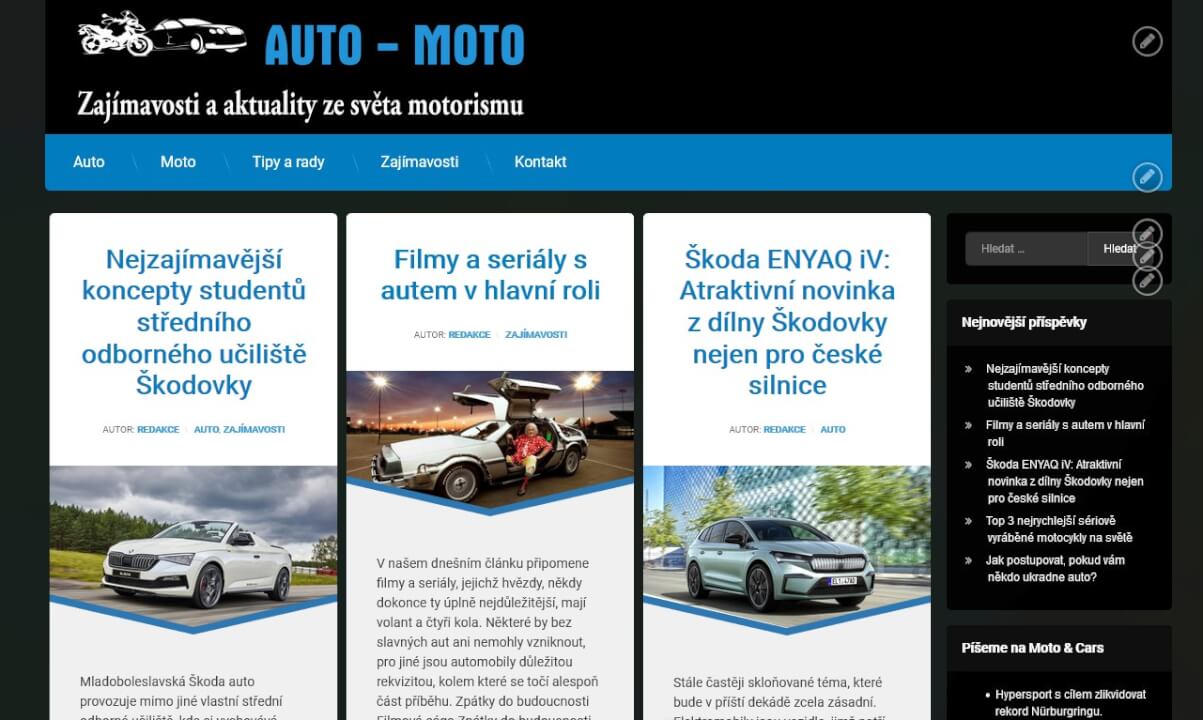 Publikace článku na auto-moto magazínu