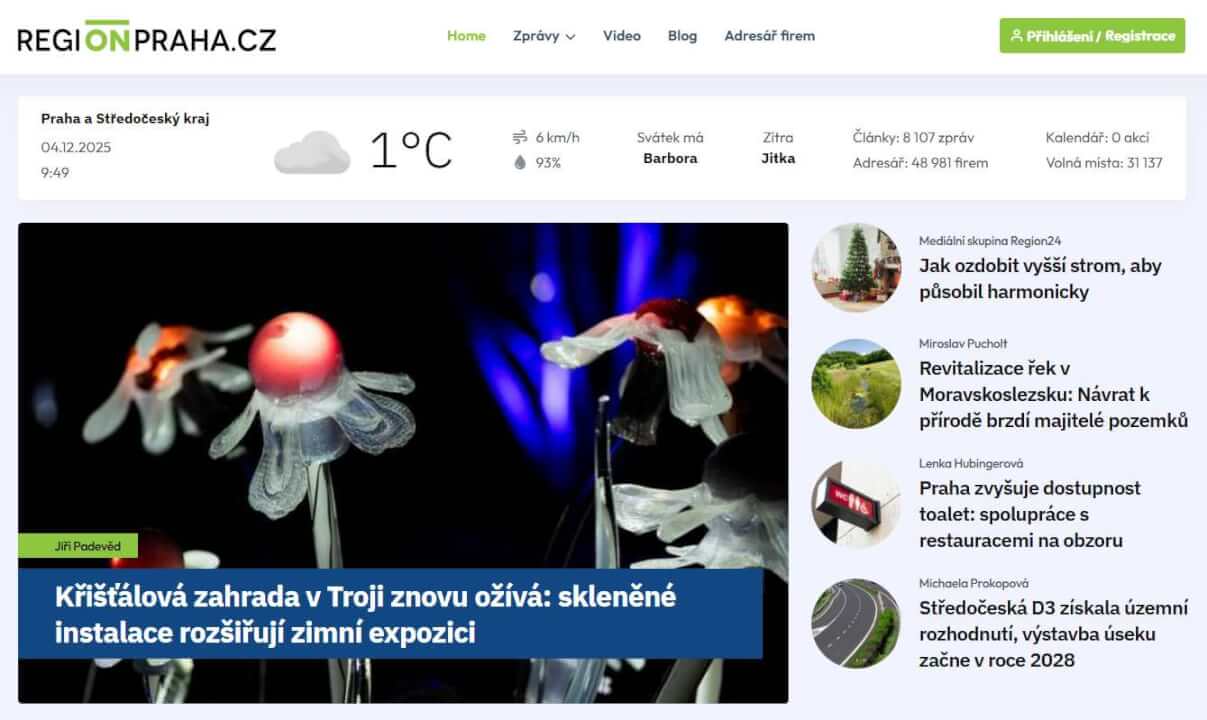 Zveřejnění PR článku na portálu REGIONPRAHA.CZ