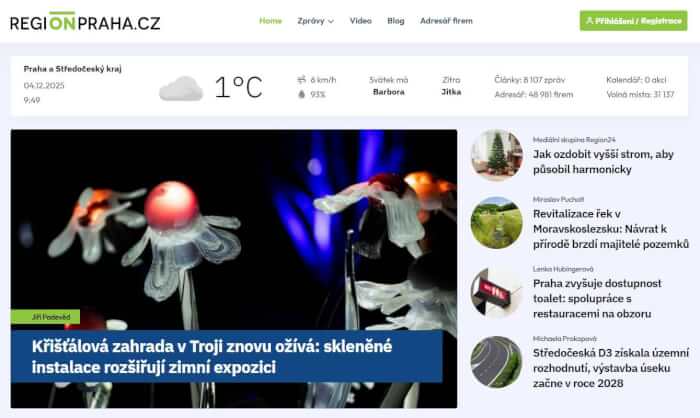 Zveřejnění PR článku na portálu REGIONPRAHA.CZ