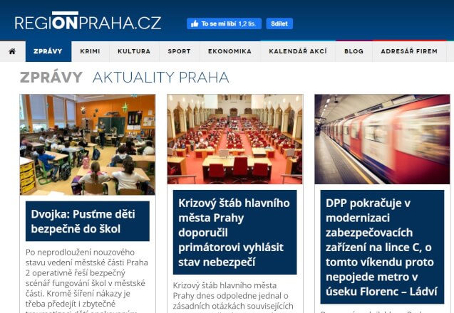 Vytvoření odkazu v článku na webu REGIONPRAHA.CZ