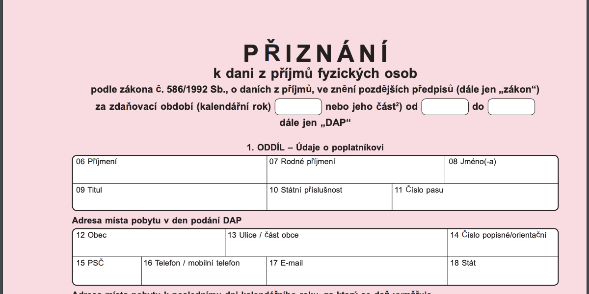 Přiznání k dani z příjmu