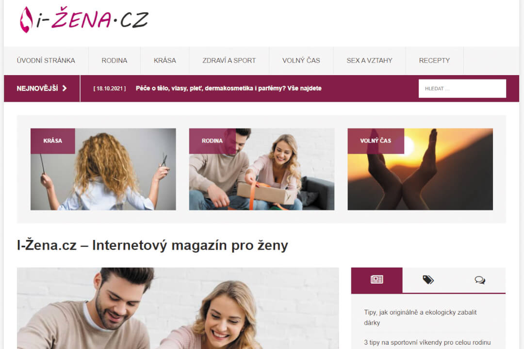 Publikace PR článku na webu i-Zena.cz