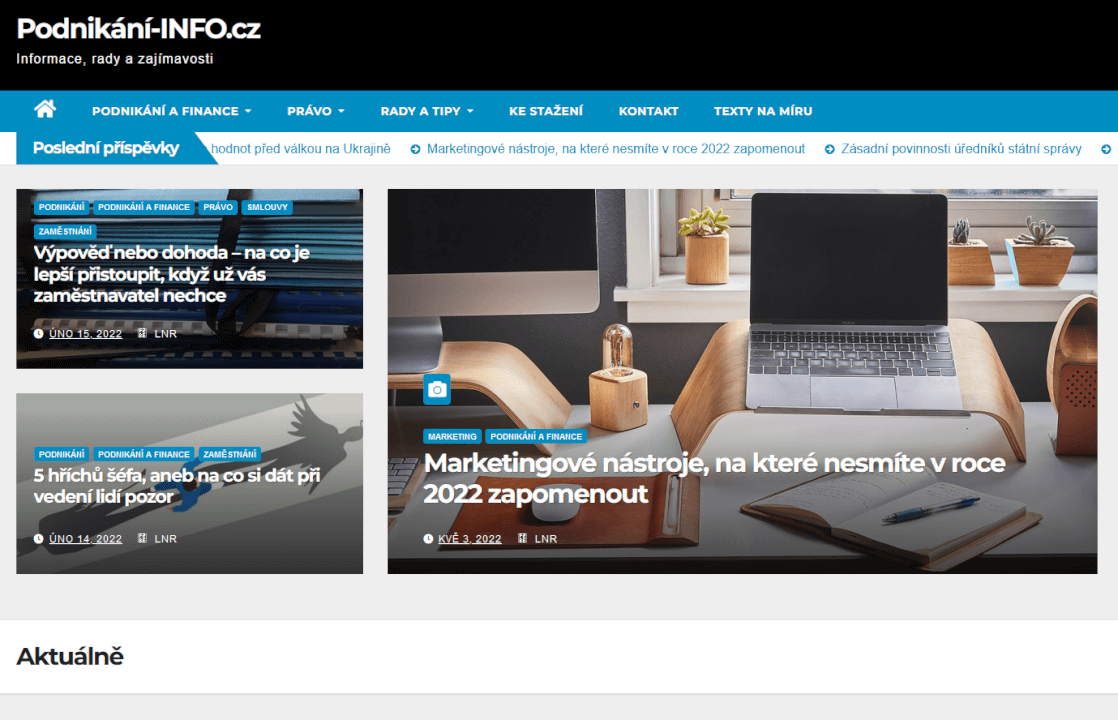 Nabízím publikaci PR článku na www.podnikani-info.cz