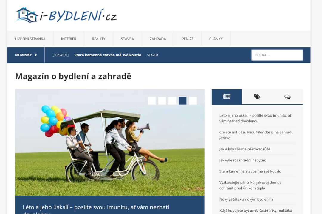 Publikace PR článku na webu i-Bydleni.cz