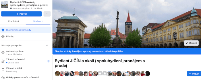 Připnutí příspěvku mezi doporučené - bydlení Jičín