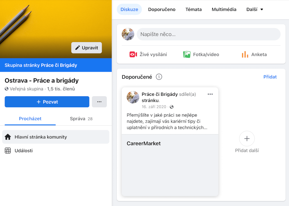 Příspěvek na 1. místo v pracovní skupině (1.500 členů)