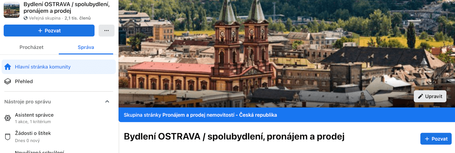 Připnutí příspěvku mezi doporučené - bydlení Ostrava