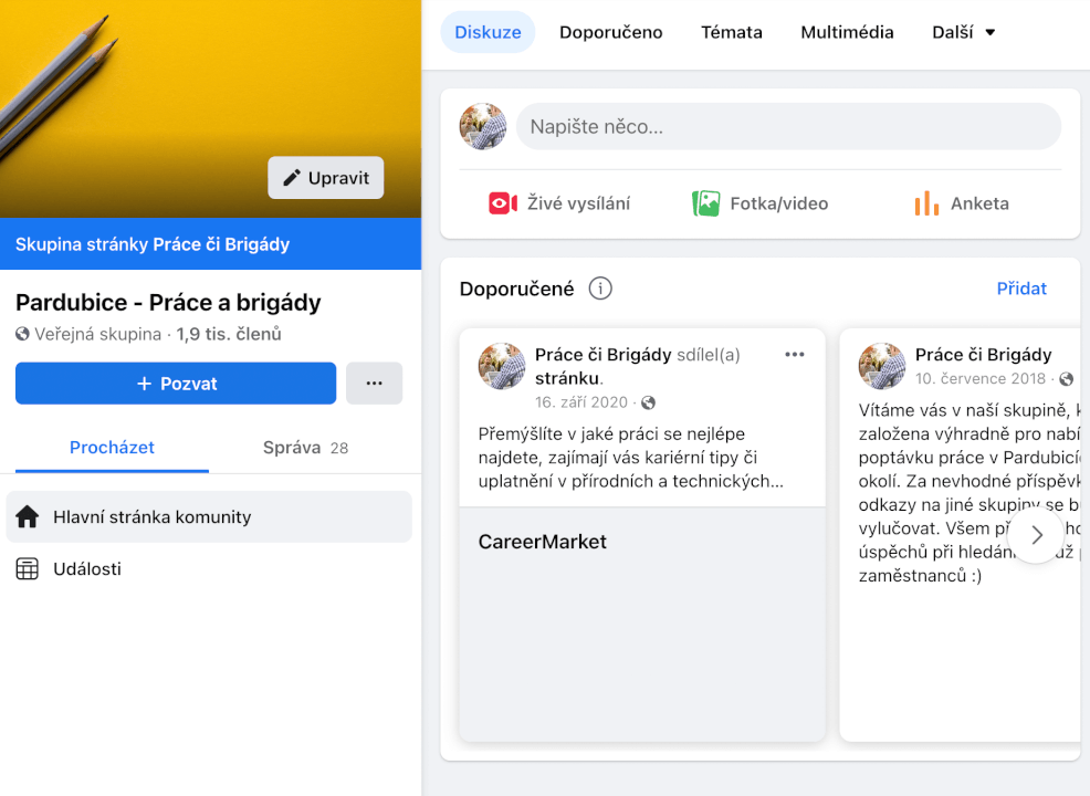 Příspěvek na 1. místo v pracovní skupině (cca 2.000 členů)