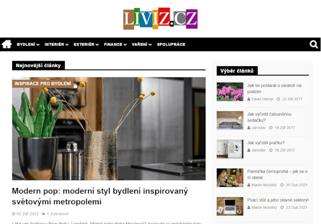 Publikace článku na Liviz.cz