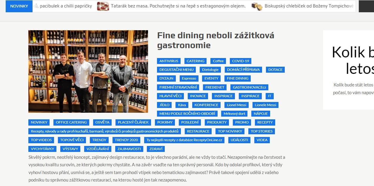 Publikuji Váš článek na portále o gastronomií Gastroinovace