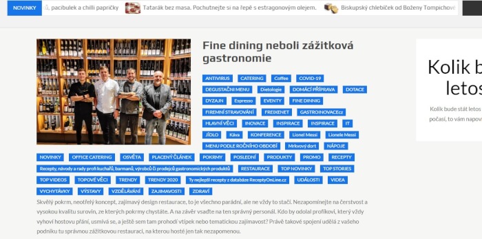 Publikuji Váš článek na portále o gastronomií Gastroinovace