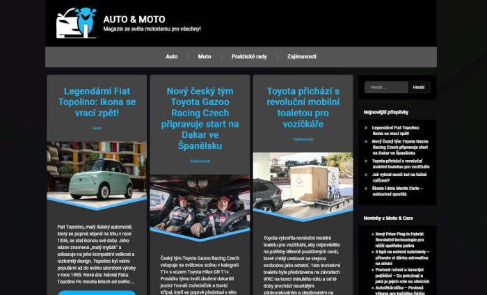 Publikace článku na motoristickém magazínu