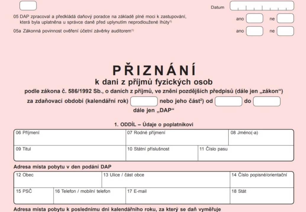 Daňové přiznání pro OSVČ