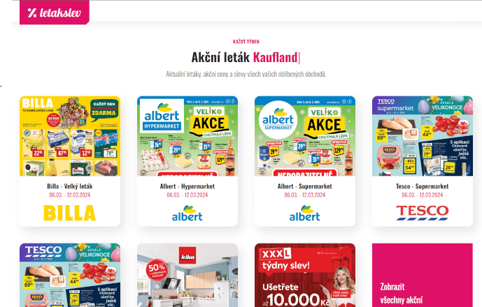 Reklamní banner na webu letakslev.cz
