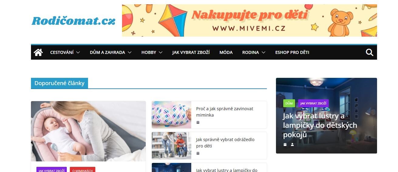 Zpětný odkaz na Rodicomat.cz + FB + 3 magazíny