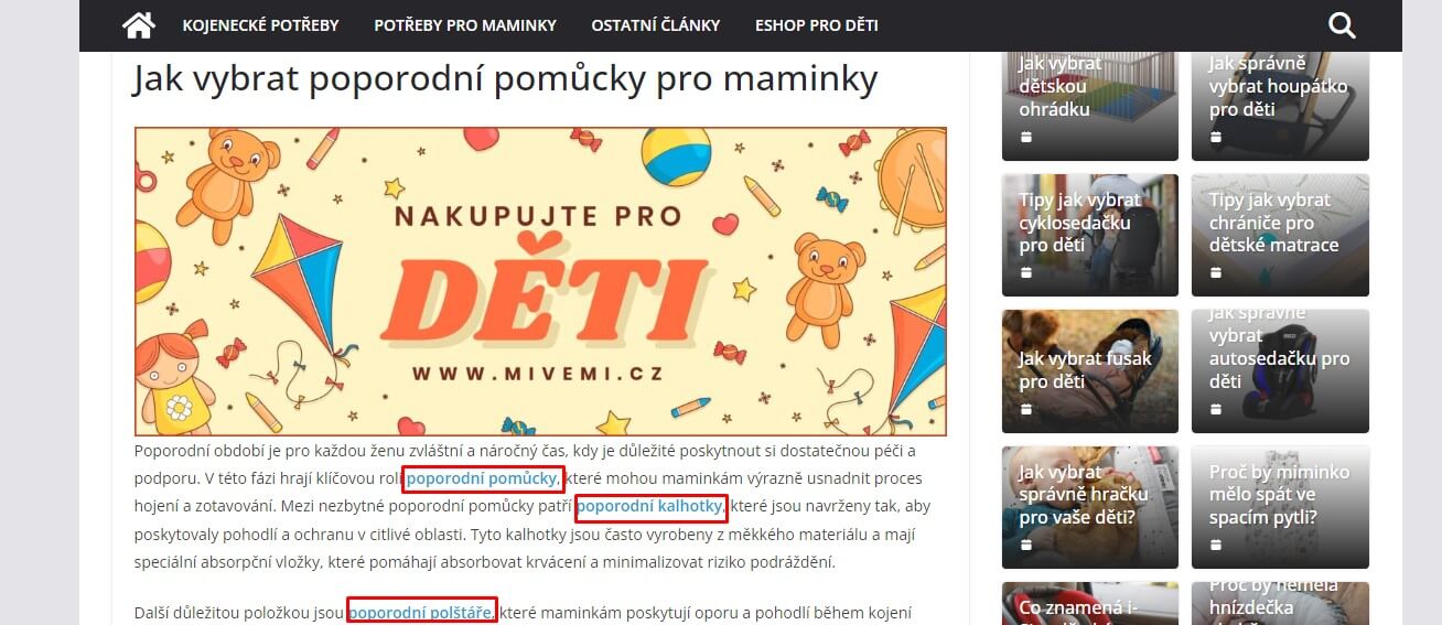 PR článek na Materskepotreby.cz + odkaz na FB + 25 webů