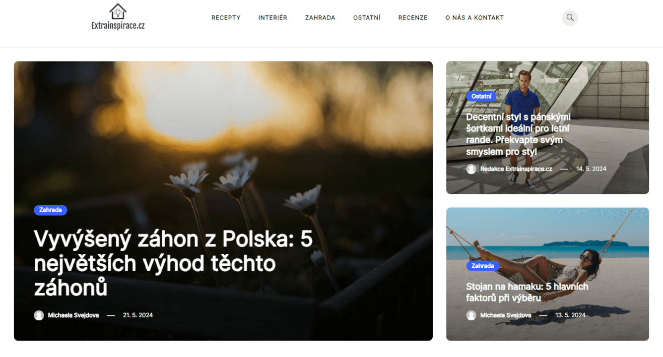 Publikace článku na webu Extrainspirace.cz 
