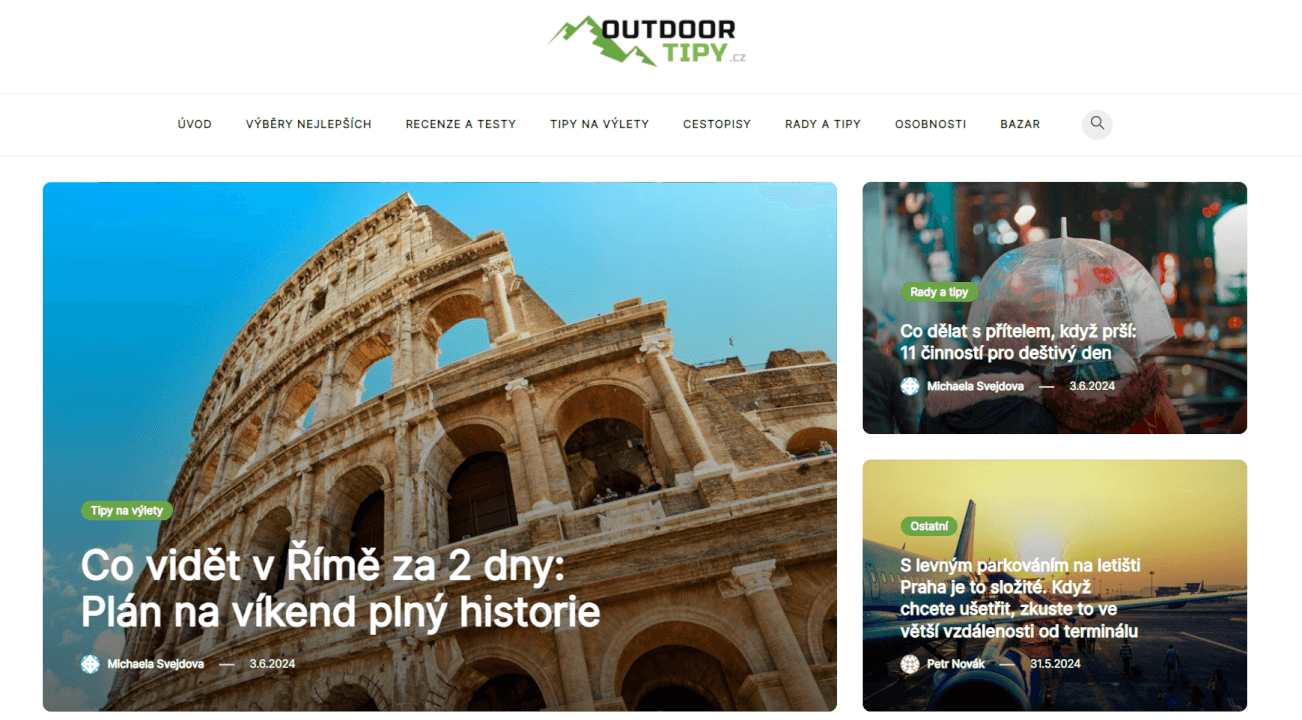Outdoortipy.cz - zveřejnění článku 