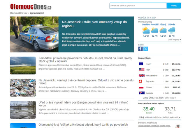 Zpětný odkaz v článku na OlomoucDnes.cz