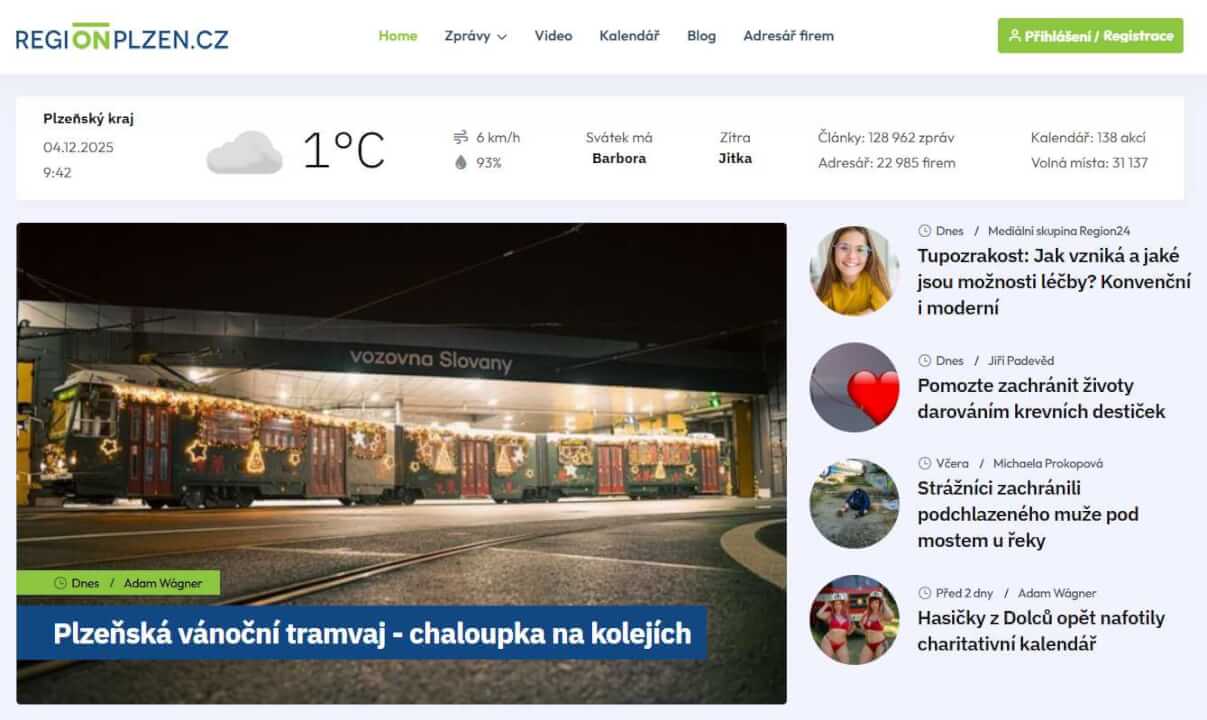 Zveřejnění PR článku na portálu REGIONPLZEN.CZ