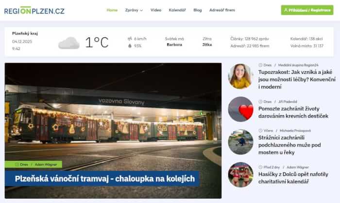 Zveřejnění PR článku na portálu REGIONPLZEN.CZ