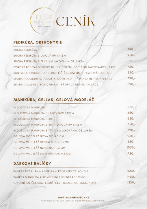 LUXUSNÍ CENÍK/PRICE LIST NA MÍRU
