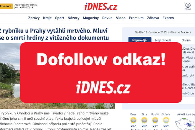 Exkluzivní dofollow odkaz z článku na iDnes.cz