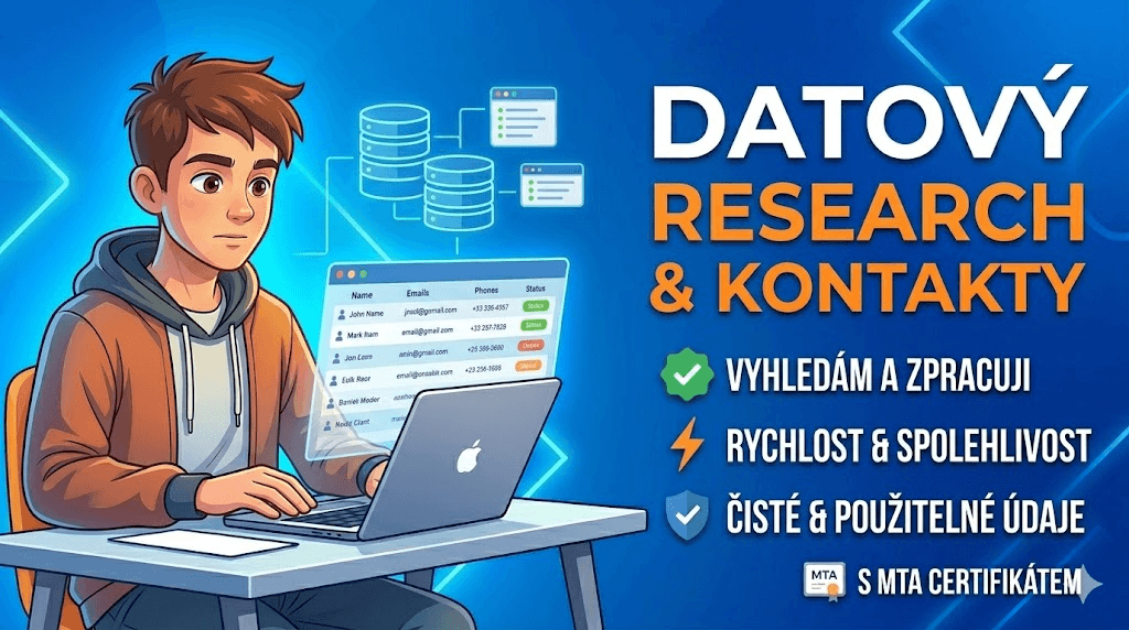 Vyhledám pro vás kontakty, firmy a data na internetu.