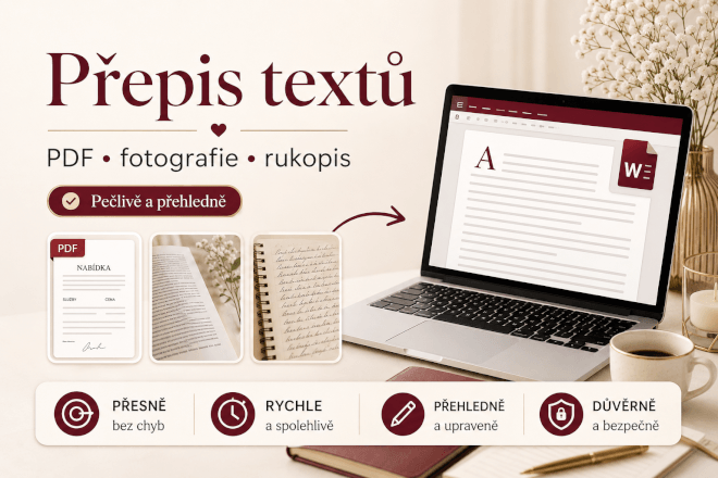 Přepis textu / rukopisu / PDF / fotografie