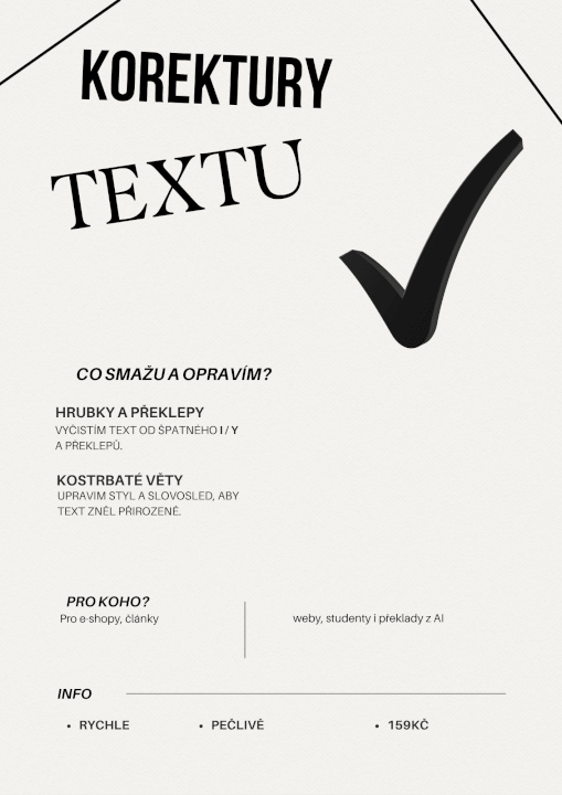 Opravím gramatiku, překlepy a stylistiku v textu.
