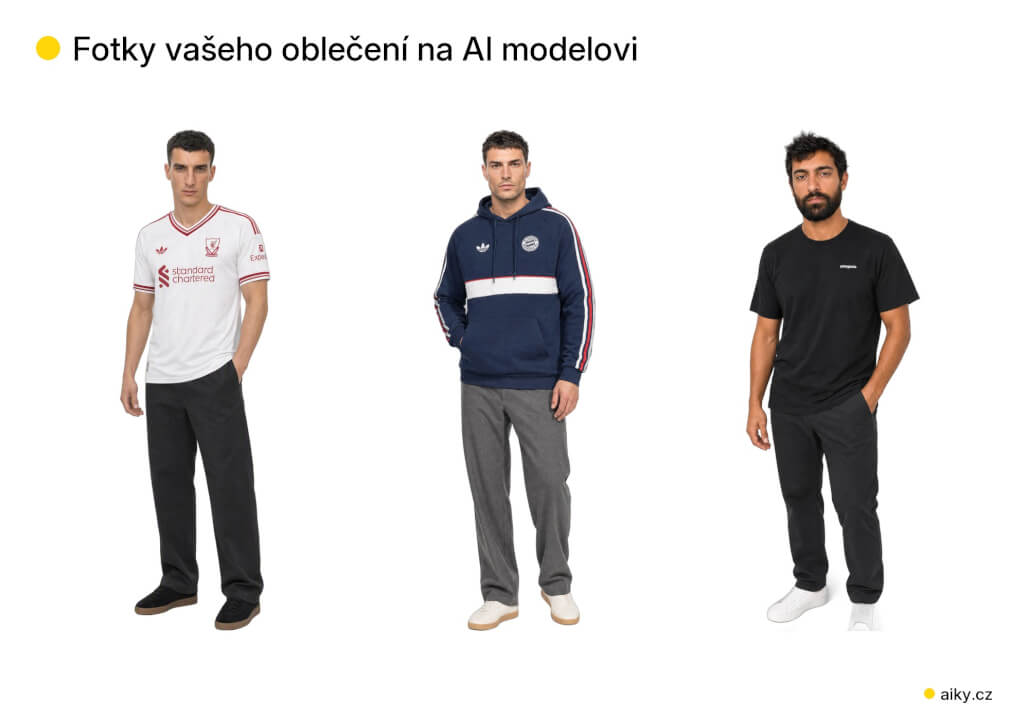Fotky oblečení na AI modelovi z vaší produktové fotky