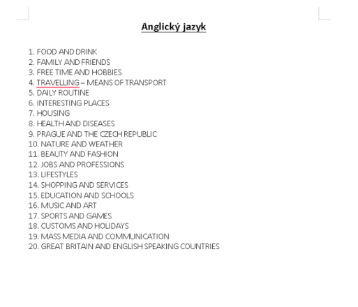 Maturitní otázky z Anglického jazyka