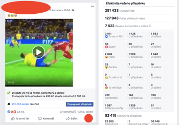 Sdílení reklamy pro 170k sportovních fanoušků na FB. Kvalita