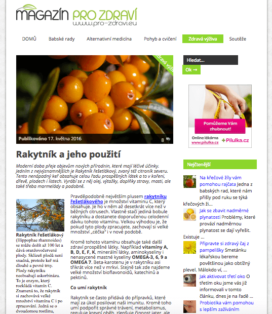 Publikujeme váš článek na webu www.pro-zdravi.eu