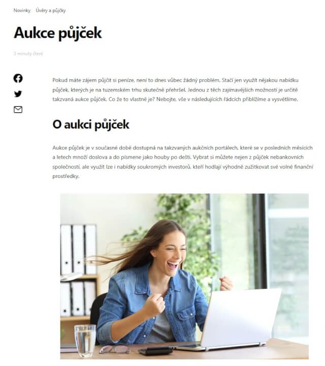 Publikuji tématický článek na webu financ.cz