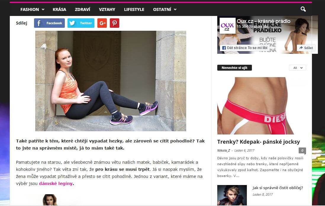 OUX.cz - dámský magazín - MozRank 4 - FB Zdarma