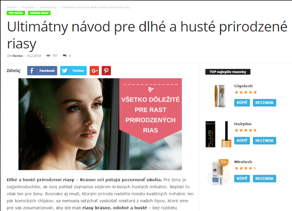 Slovenský magazín - zdraví a krása - 800 návštěv/Den