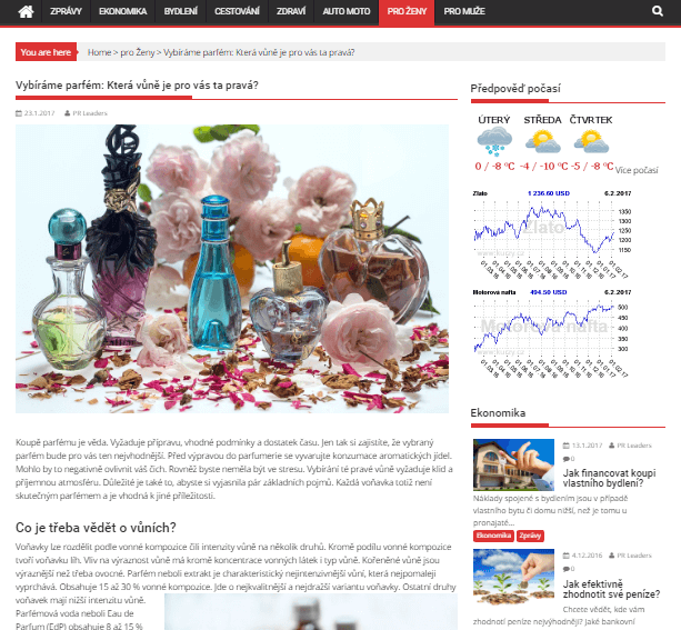 Publikuji PR článek na webu ČeskýVečerník