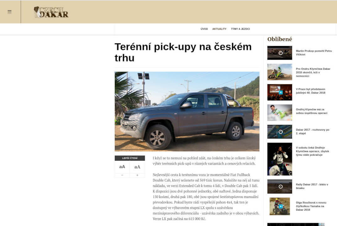 PR článek s odkazy na www.czechdakar.cz